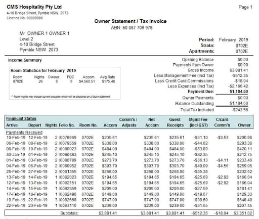 Trust Accounting Software screenshot, CMS Hotel PMS Software Australia